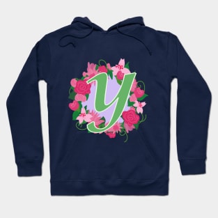 Monogram Y, Personalized Floral InitiaI Hoodie